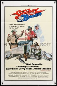 6j809 SMOKEY & THE BANDIT 1sh 1977 art of Burt Reynolds, Sally Field & Jackie Gleason by Solie!