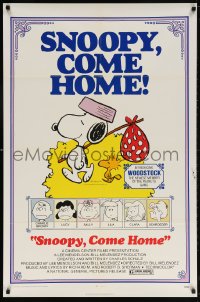 6j811 SNOOPY COME HOME 1sh 1972 Peanuts, Charlie Brown, great Schulz art of Snoopy & Woodstock!