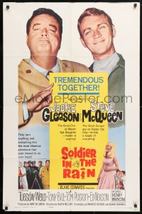6j816 SOLDIER IN THE RAIN 1sh 1964 close-ups of misfit soldiers Steve McQueen & Jackie Gleason!