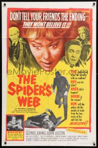 6j827 SPIDER'S WEB 1sh 1961 Glynis Johns, written by Agatha Christie, cool image!