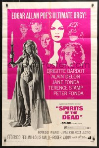 6j830 SPIRITS OF THE DEAD 1sh 1969 Federico Fellini, Reynold Brown artwork of sexy Jane Fonda!