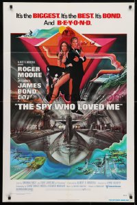 6j832 SPY WHO LOVED ME 1sh 1977 great art of Roger Moore as James Bond by Bob Peak!