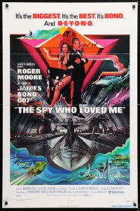 6j833 SPY WHO LOVED ME int'l 1sh 1977 cool art of Roger Moore as James Bond by Bob Peak!