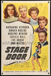 6j837 STAGE DOOR 1sh R1953 Katharine Hepburn, Ginger Rogers, Adolphe Menjou!
