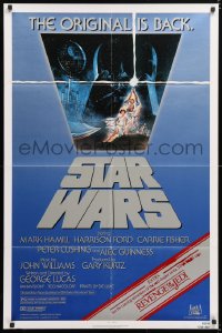 6j843 STAR WARS 1sh R1982 George Lucas, art by Tom Jung, advertising Revenge of the Jedi!