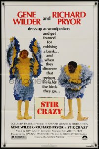 6j848 STIR CRAZY 1sh 1980 Gene Wilder & Richard Pryor in chicken suits, directed by Sidney Poitier!