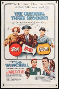 6j850 STOP LOOK & LAUGH 1sh 1960 Three Stooges, Larry, Moe & Curly + chimpanzees & dummy!