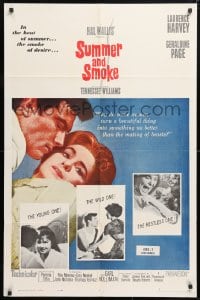 6j860 SUMMER & SMOKE 1sh 1961 close up of Laurence Harvey & Geraldine Page!