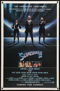 6j863 SUPERMAN II teaser 1sh 1981 Christopher Reeve, Terence Stamp, great image of villains!