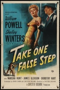 6j866 TAKE ONE FALSE STEP 1sh 1949 full-length art of William Powell & sexy Shelley Winters!