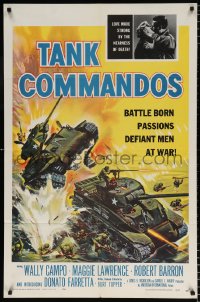 6j871 TANK COMMANDOS 1sh 1959 AIP, really cool WWII artwork of tanks in battle!