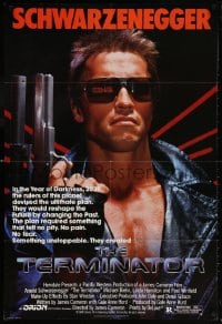 6j881 TERMINATOR 1sh 1984 classic image of cyborg Arnold Schwarzenegger, no border design!