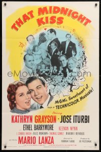 6j887 THAT MIDNIGHT KISS 1sh 1949 close up of Kathryn Grayson & Jose Iturbi, Ethel Barrymore!