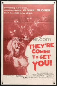 6j890 THEY'RE COMING TO GET YOU 1sh 1975 Basil Gogos art of zombies attacking sexy half-dressed girl
