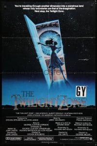 6j921 TWILIGHT ZONE int'l 1sh 1983 Rod Serling TV series, Spielberg, different art by Commander!