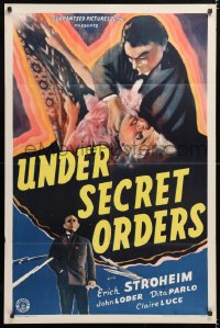 6j925 UNDER SECRET ORDERS 1sh 1943 Erich von Stroheim, gripping expose of a sinister spy ring!