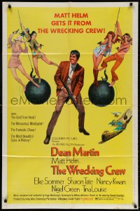 6j987 WRECKING CREW 1sh 1969 McGinnis art of Dean Martin as Matt Helm with sexy spy babes!