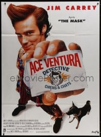 6k525 ACE VENTURA PET DETECTIVE French 1p 1994 Jim Carrey tries to find Miami Dolphins mascot!