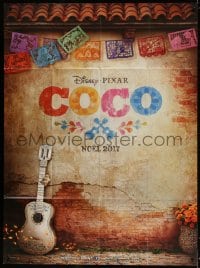 6k590 COCO advance French 1p 2017 great image of guitar leaning against brick wall, Disney/Pixar!