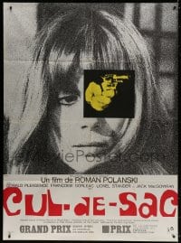 6k601 CUL-DE-SAC style A French 1p 1966 Roman Polanski, super close up of Francoise Dorleac + gun!
