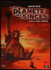 6k851 PLANET OF THE APES French 1p R1990s different art of Charlton Heston & Statue of Liberty!