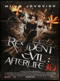 6k883 RESIDENT EVIL: AFTERLIFE French 1p 2010 cool image of Milla Jovovich with guns blazing, 3D!