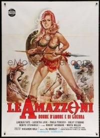 6k286 BATTLE OF THE AMAZONS Italian 1p 1973 art of sexy barely-dressed warrior Lucretia Love!