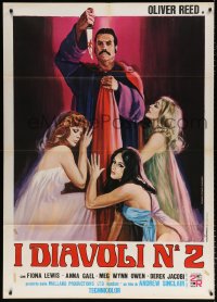 6k297 BLUE BLOOD Italian 1p 1975 Piovano art of Oliver Reed surrounded by sexy witches!
