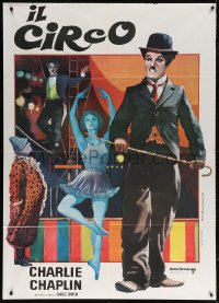 6k306 CIRCUS Italian 1p R1969 Charlie Chaplin slapstick classic, different montage art, very rare!
