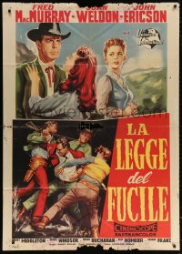 6k317 DAY OF THE BADMAN Italian 1p 1958 different art of cowboy Fred MacMurray fighting!