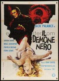 6k326 DRACULA Italian 1p 1974 art of vampire Jack Palance & his sexy near-naked blonde victim!