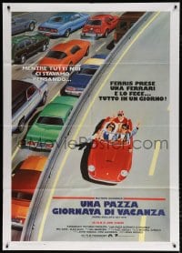 6k333 FERRIS BUELLER'S DAY OFF Italian 1p 1987 best art of Matthew Broderick & friends in Ferrari!