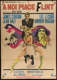 6k359 IN LIKE FLINT Italian 1p 1967 montage art of secret agent James Coburn & sexy Jean Hale!