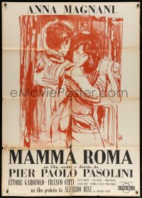 6k390 MAMMA ROMA Italian 1p 1962 Pier Paolo Pasolini, Anna Magnani, art by Ercole Brini!