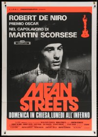 6k393 MEAN STREETS Italian 1p R1970s different c/u of Robert De Niro, Martin Scorsese, dayglo!