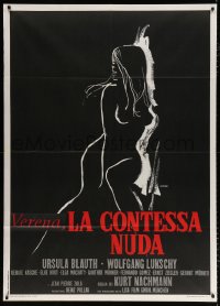 6k399 NAKED COUNTESS Italian 1p 1972 Renato Casaro silhouette art of sexy naked Ursula Blauth!