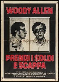 6k460 TAKE THE MONEY & RUN Italian 1p R1970s wacky Woody Allen mug shot in classic mockumentary!