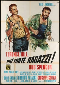 6k151 ALL THE WAY BOYS Italian 2p 1973 Casaro art of Terence Hill holding gun & Bud Spencer!