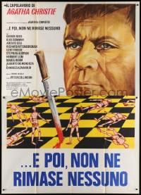 6k153 AND THEN THERE WERE NONE Italian 2p 1974 Spagnoli art of Oliver Reed over chessboard war!