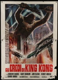 6k182 DESTROY ALL MONSTERS Italian 2p R1977 different Ferrari art of King Kong destroying city!