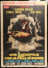 6k211 LIZARD IN A WOMAN'S SKIN Italian 2p 1971 Lucio Fulci, psychedelic image of man stabbing girl!