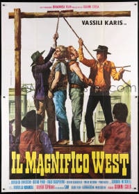 6k214 MAGNIFICENT WEST Italian 2p 1972 Aller spaghetti western art of men being hung together!