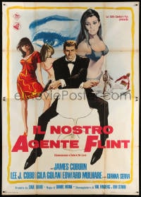 6k228 OUR MAN FLINT Italian 2p 1966 art of James Coburn & sexy ladies, James Bond spy spoof!