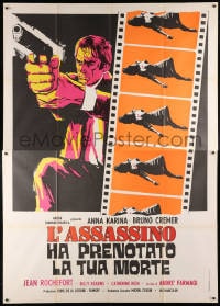 6k269 TIME TO DIE Italian 2p 1975 Le Temps de mourir, art of Bruno Cremer with gun by filmstrip!