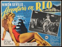 6k041 AVENTURA EN RIO Mexican LC 1953 Ninon Sevilla dancing + sexy border art by Josep Renau!
