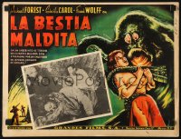 6k045 BEAST FROM HAUNTED CAVE Mexican LC 1959 Roger Corman, border art of monster with victim!