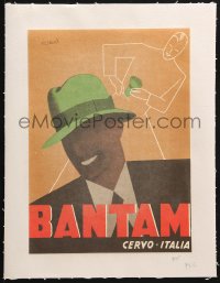 6k136 BANTAM linen 9x13 Italian advertising poster 1950s cool hat ad with art by Gino Boccasile!