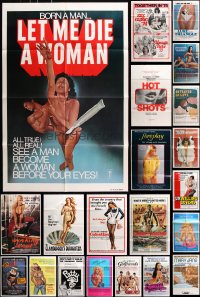 6m025 LOT OF 56 FOLDED SEXPLOITATION ONE-SHEETS 1970s-1980s sexy images with some nudity!