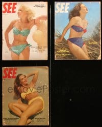 6m074 LOT OF 3 SEE MAGAZINES 1949-1951 sexy cover images, filled with great images & articles!