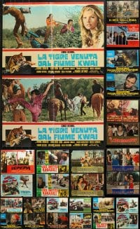 6m282 LOT OF 39 FORMERLY FOLDED 19X27 ITALIAN PHOTOBUSTAS 1960s-1970s a variety of movie scenes!